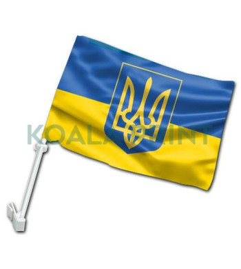 Ukrainos automobilinė vėliavėlė su koteliu, su herbu