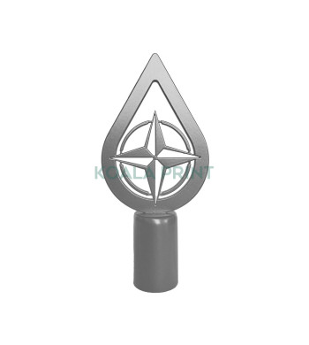 Metalinis vėliavos koto antgalis su NATO ženklu, sidabro...