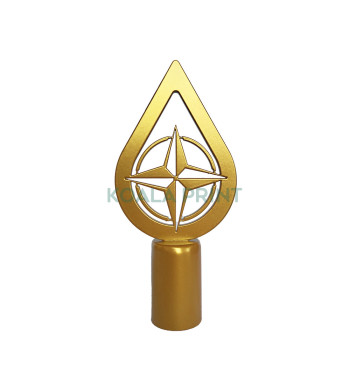 Metalinis vėliavos koto antgalis su NATO ženklu, aukso...